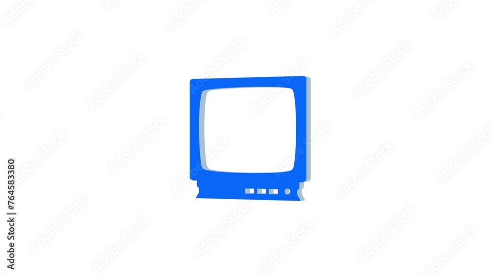 3d television logo icon loopable rotated blue color animation on white background 3d television logo icon loopable rotated blue color animation on white background