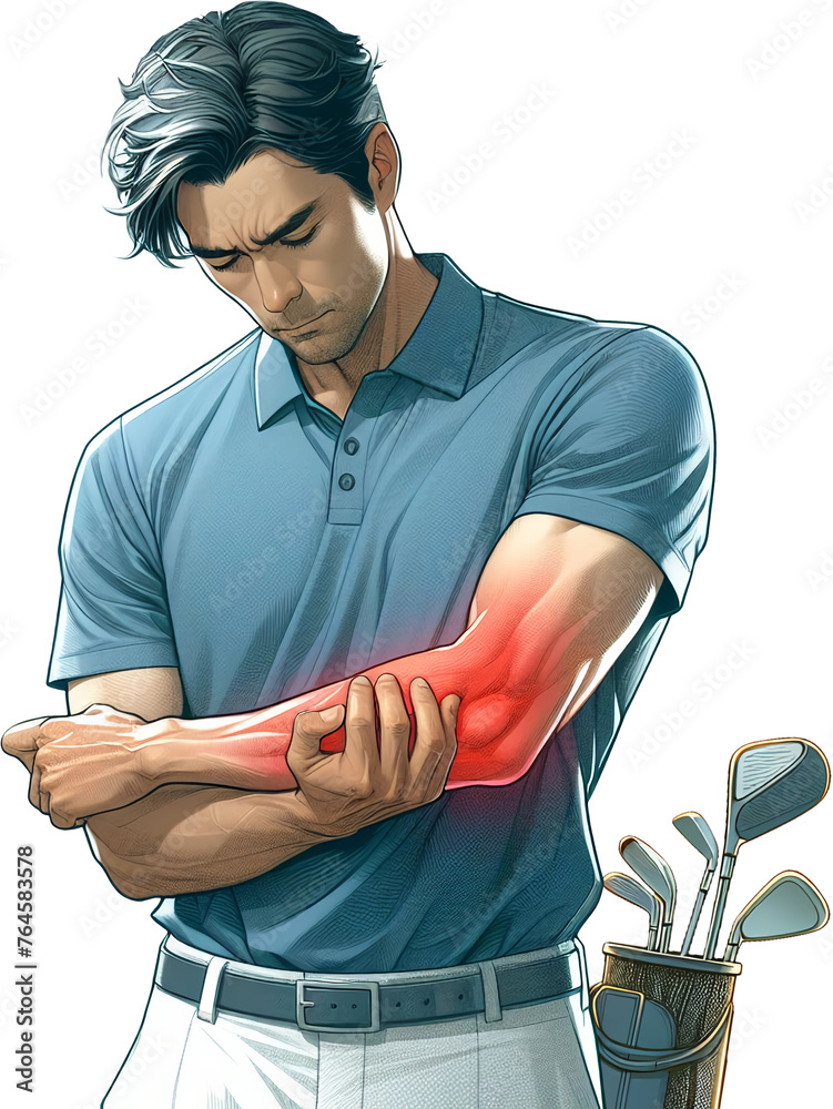 People who feel elbow pain after playing golf. Medial epicondylitis