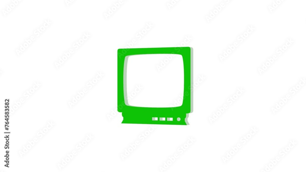 3d television logo icon loopable rotated green color animation on white background 3d television logo icon loopable rotated green color animation on white background