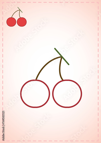 blank coloring page cherry fruit vegetables color layout illustration