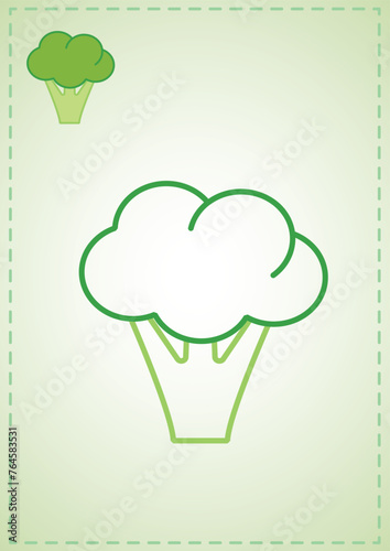 blank coloring page broccoli cabbage fruits vegetables color layout illustration