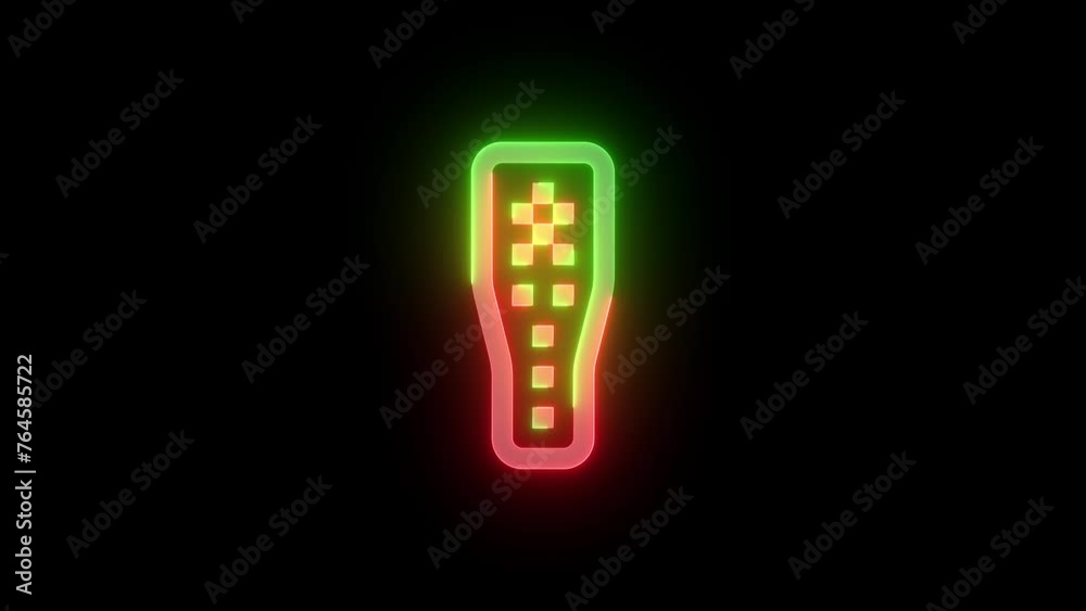 Neon DMC icon green red color glowing animated black background