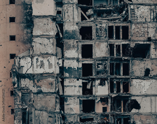 Photos destroyed and burned houses in the city Russia Ukraine war