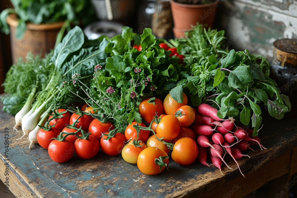 Fresh vegetables on wooden table Fresh vegetables on wooden table