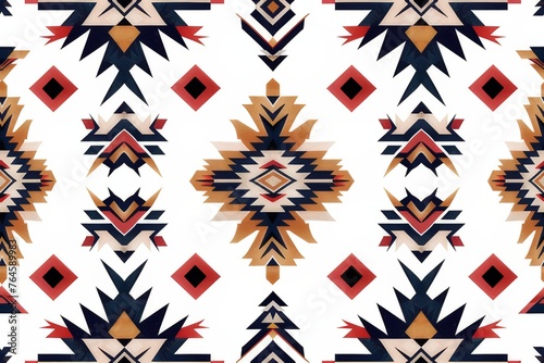 A seamless Navajo tribal pattern on a white background.