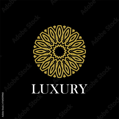 luxury ornamental mandala design background in gold color