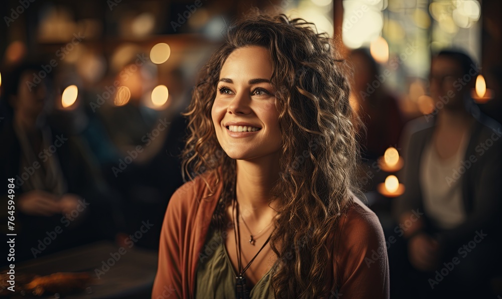 Smiling Woman With Curly Hair