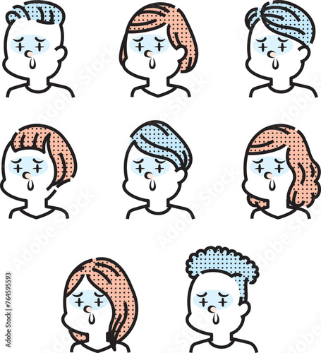 風邪をひいた人のイラスト