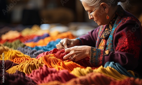 Woman Sewing Fabric