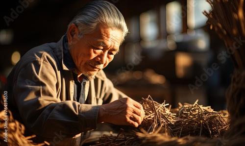 Elderly Man Carving Wood
