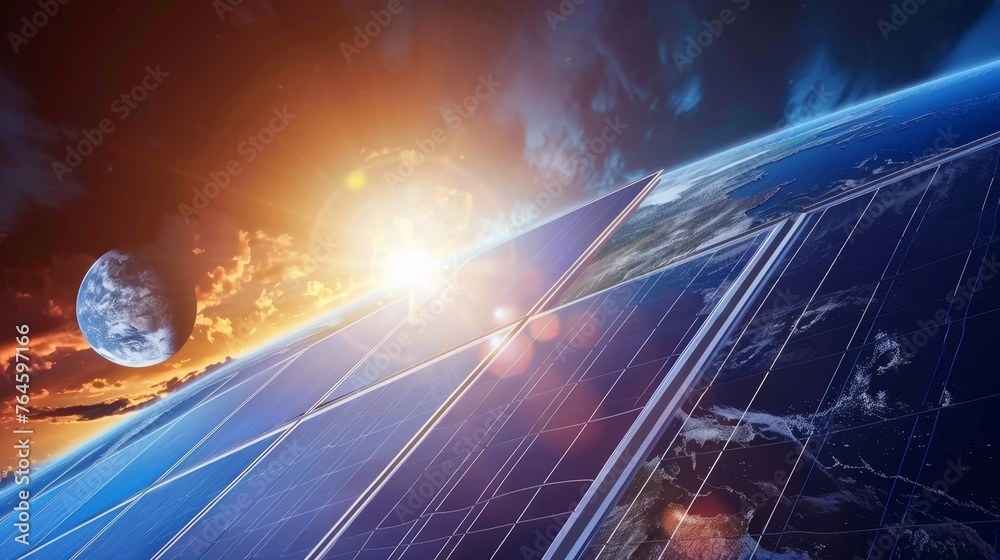 Fototapeta premium Solar energy and wind turbines