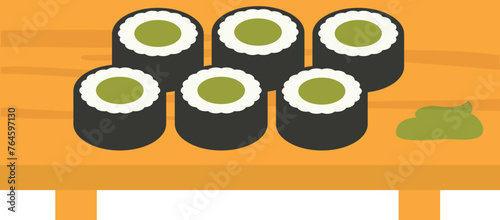 Japanese wasabi sushi rolls