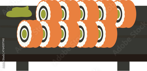 Japanese colorful sushi rolls