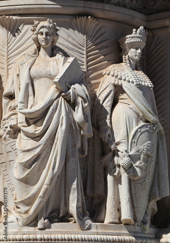 Vittoriano War Memorial Sculpted Detail Depicting Standing Women in Rome, Italy