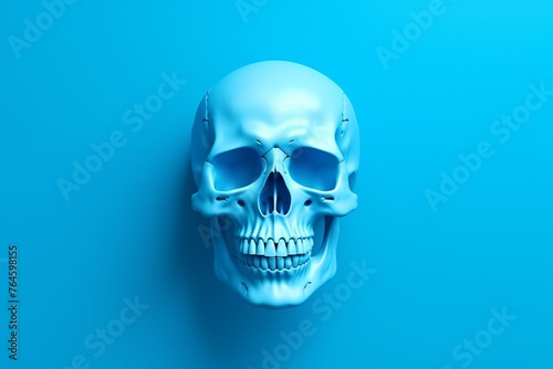a blue skull on a blue background