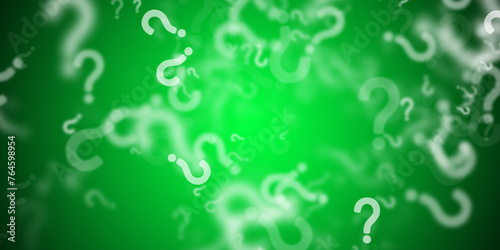 Canvastavla Abstract flashy green background with flying question marks
