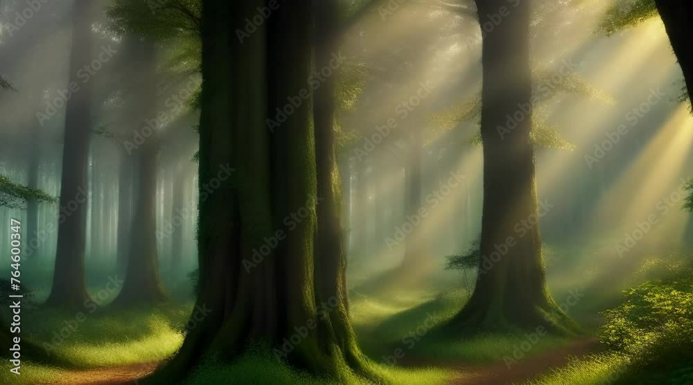 animation, motion effect morning in the forest animation, motion effect morning in the forest