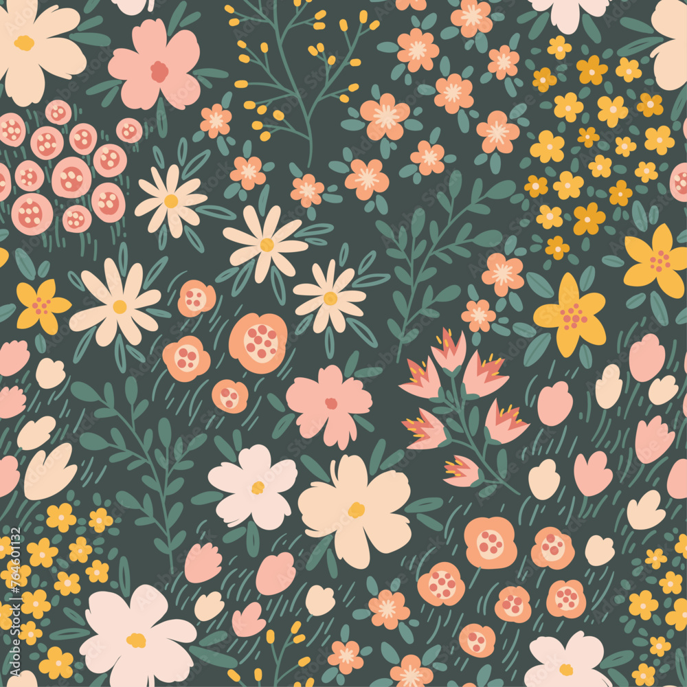 Seamless pattern with beautiful flowers. Ideal for printing on fabric, paper and cards. Seamless pattern with beautiful flowers. Ideal for printing on fabric, paper and cards.