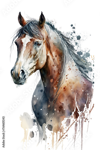 horse_watercolor_horse_transparent_background_mini_animal_tshirt_design_image