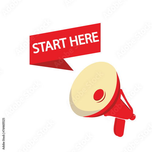 Megaphone with Get it Now speech bubble. Loudspeaker. Banner for business, marketing and advertising
