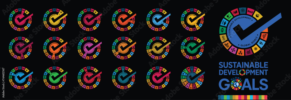 Sustainable Development global goals vector design. Goals icon set. SDG'z Design resource. Corporate social responsibility. Sustainable Development for a better world. Vector illustration.