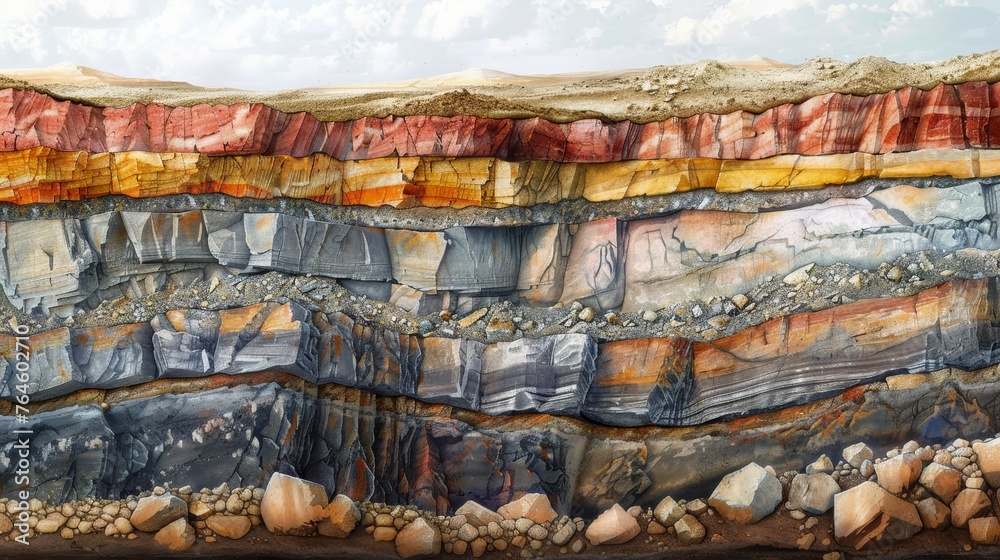  Cross-section of the Earth's crust with mineral deposits