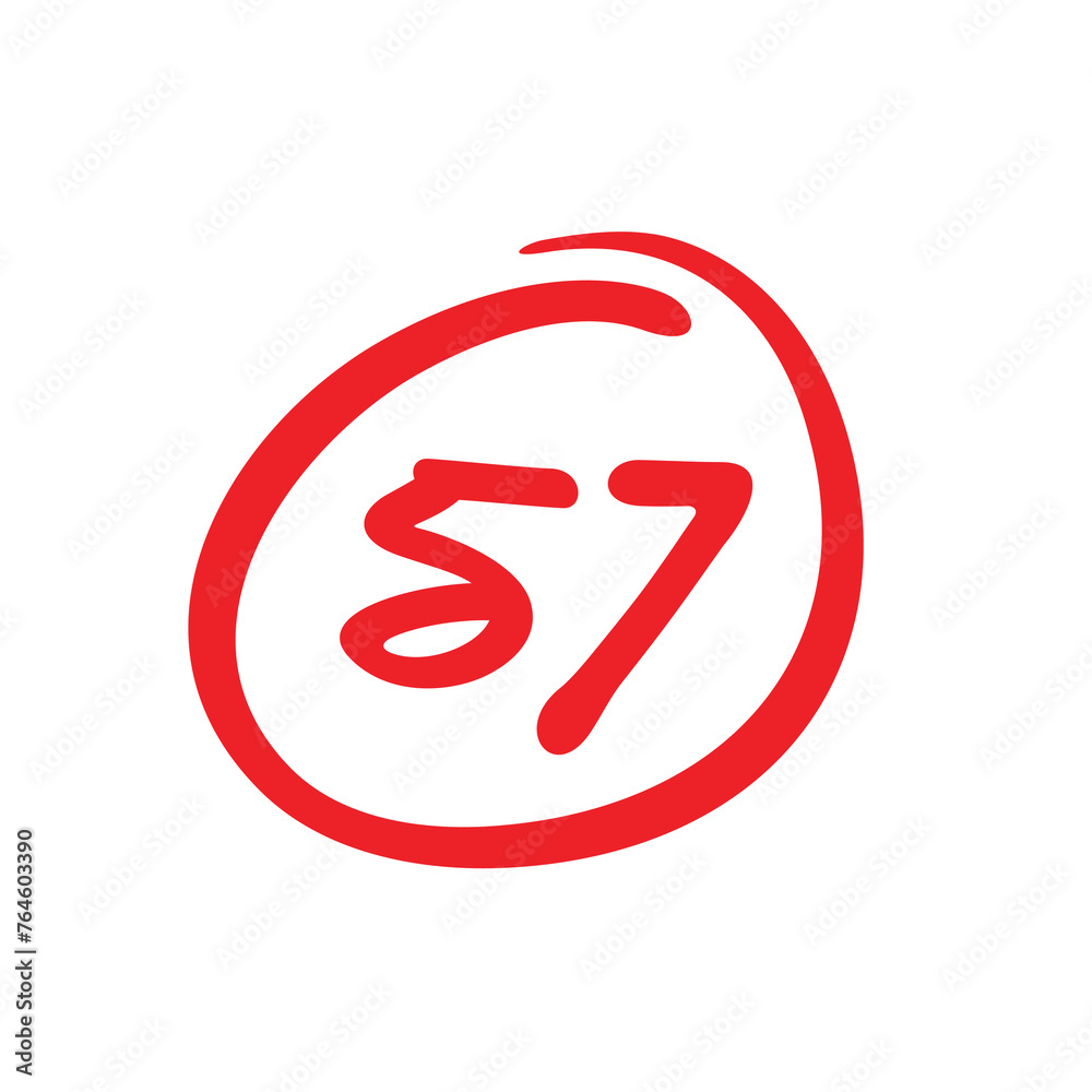 57 points exam score, bad grade vector illustration 57 points exam score, bad grade vector illustration