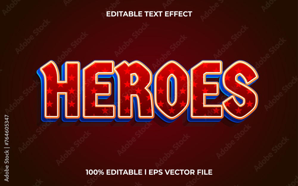 heroes text effect modern alphabet fonts. trendy american typography style.