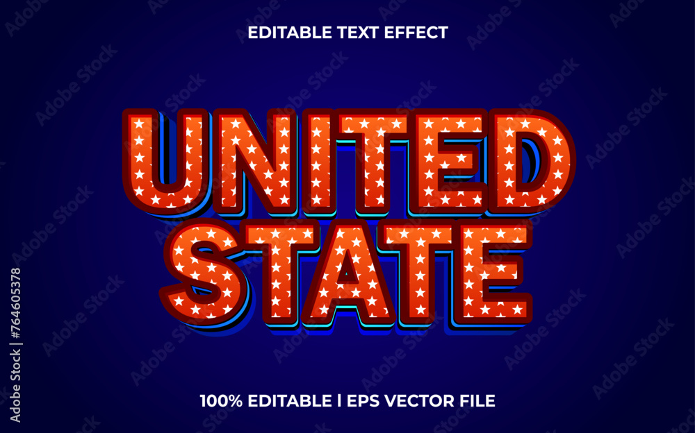 united state text effect modern alphabet fonts. trendy american typography style.