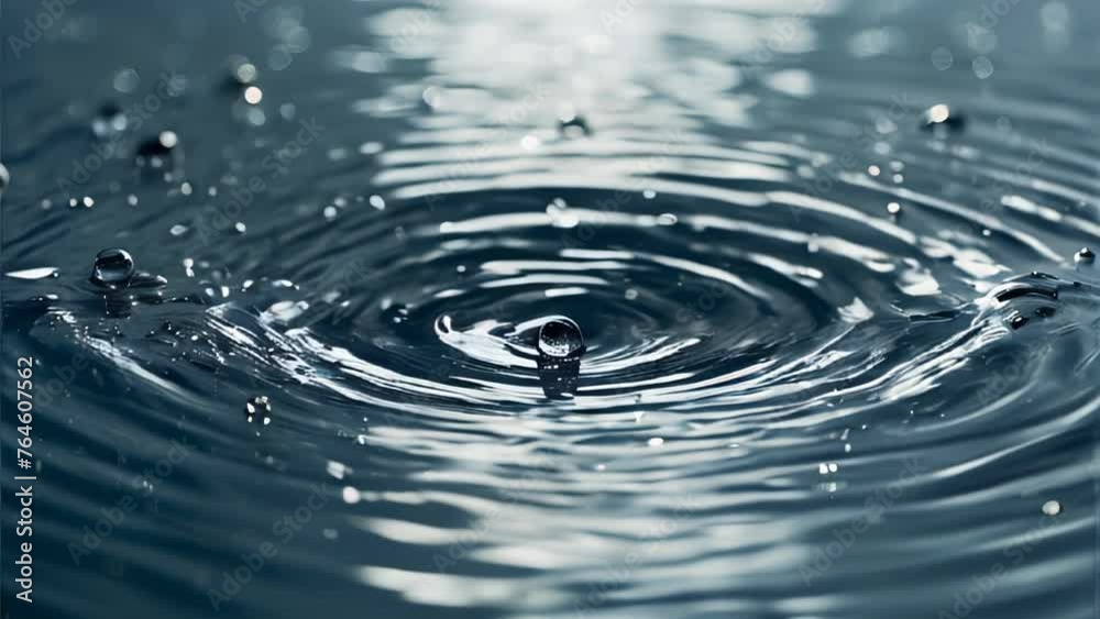 Droplets of water falling onto the surface create ripples of concentric circles. A clear and serene blue background emphasizes the purity and tranquility of the water.
Droplets of water falling onto the surface create ripples of concentric circles. A clear and serene blue background emphasizes the purity and tranquility of the water.