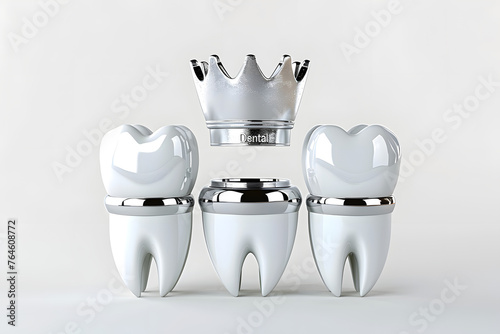 3d illustration of Dental crown. Artificial Teeth. Dentist Concept. Ai