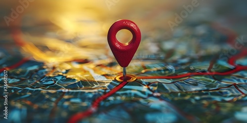 Localized Search Optimization Strategy with Pinpoint Icon on Map: An SEO Concept. Concept SEO Strategy, Local Search Optimization, Pinpoint Icon, Map Integration, SEO Concept photo
