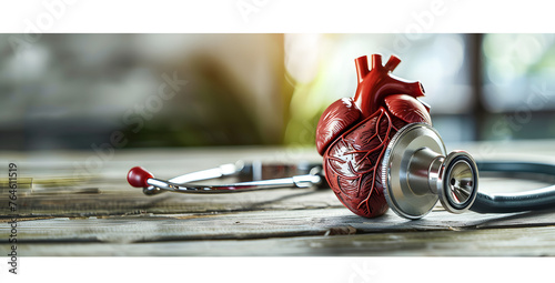 A heart Health care Concept Photography, copy space for text stock photo.Doctor or cardiologist holding heart listening to heartbeat concept for healthcare and diagnosis medical cardiac pulse test.Ai photo