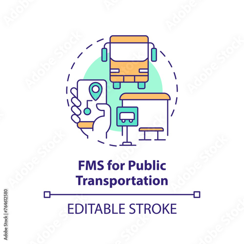 FMS for public transportation multi color concept icon. Urban mobility, city logistics. Round shape line illustration. Abstract idea. Graphic design. Easy to use in infographic, presentation