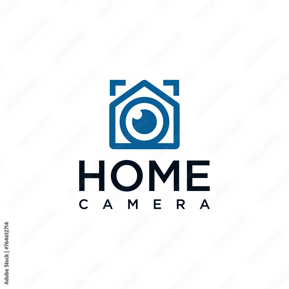 Camera logo with an abstract house shape and with a modern design style for brand identity.