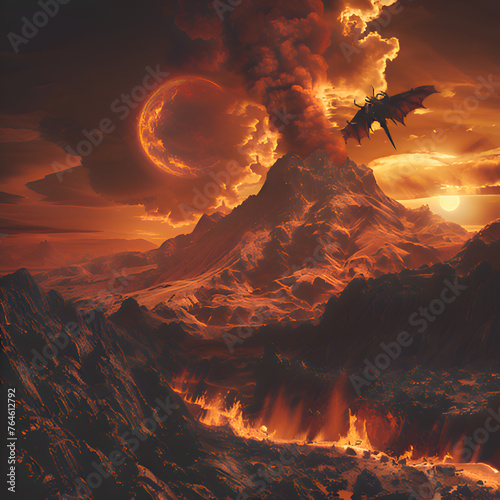 A Volcano Erupts And Monsters Fly. 