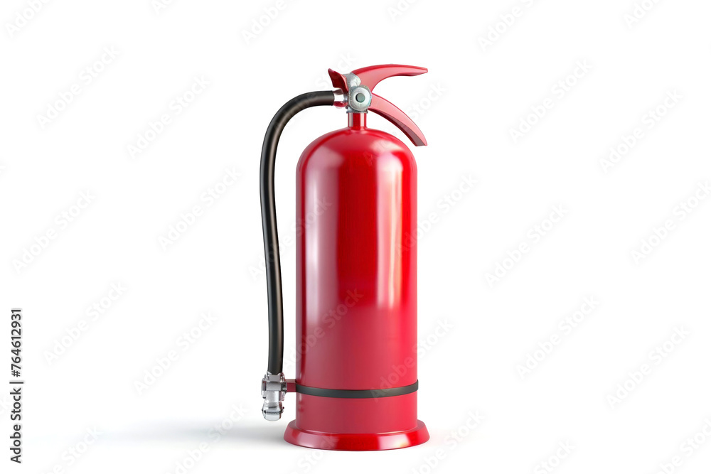 Red fire extinguisher isolated on white background with ample space for text, ideal for safety and emergency-related content Red fire extinguisher isolated on white background with ample space for text, ideal for safety and emergency-related content