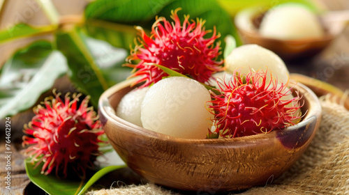 Rambutan is the fruit of happiness. When peeling off the skin, you will see white, delicious flesh