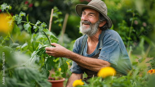 The gardener looked at his vegetable patch and smiled happily.