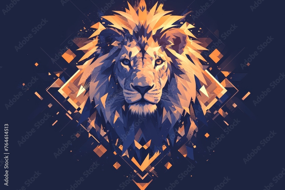 A lion's head composed of geometric shapes - obrazy, fototapety, plakaty 
