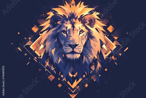 A lion's head composed of geometric shapes