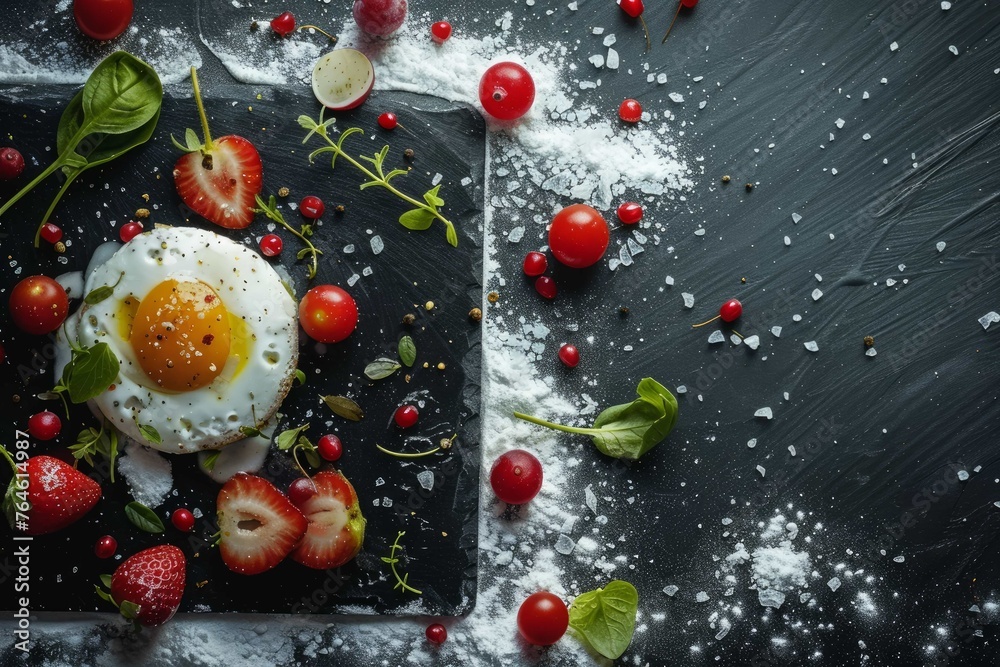 Blank Blackboard food and vegetable background Blank Blackboard food and vegetable background