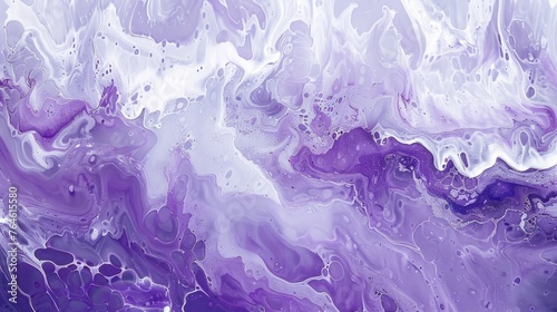 Abstract fluid art in shades of purple and white.