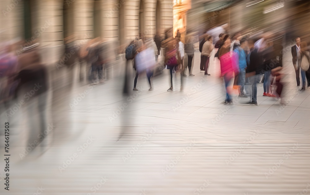 Obraz premium Abstract blurred background of business busy people walking on sidewalk at business center in the city.