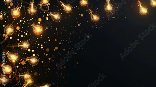 Creative background with light bulbs and bokeh. Idea  smart background.