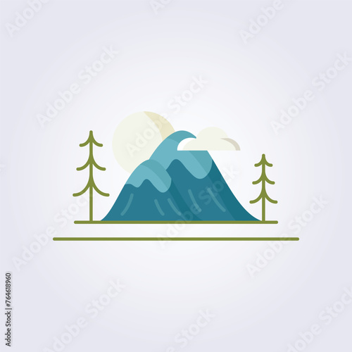 flat mountain icon vector illustration logo design photo