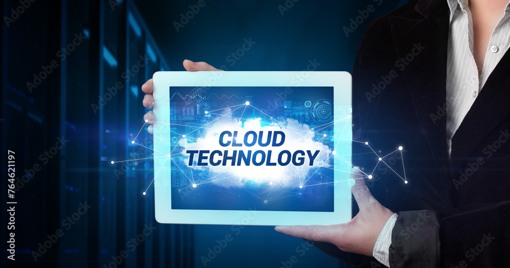 Person holding tablet, technology concept Person holding tablet, technology concept