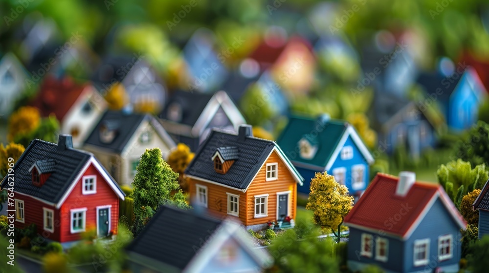Mini houses on a property development plan, showcasing investment opportunities and strategies Mini houses on a property development plan, showcasing investment opportunities and strategies