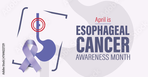 Esophageal cancer awareness month campaign banner.  Tumor of the esophagus. Observed in April each year.