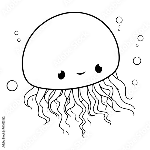 Cute cartoon jellyfish of a sea animal.